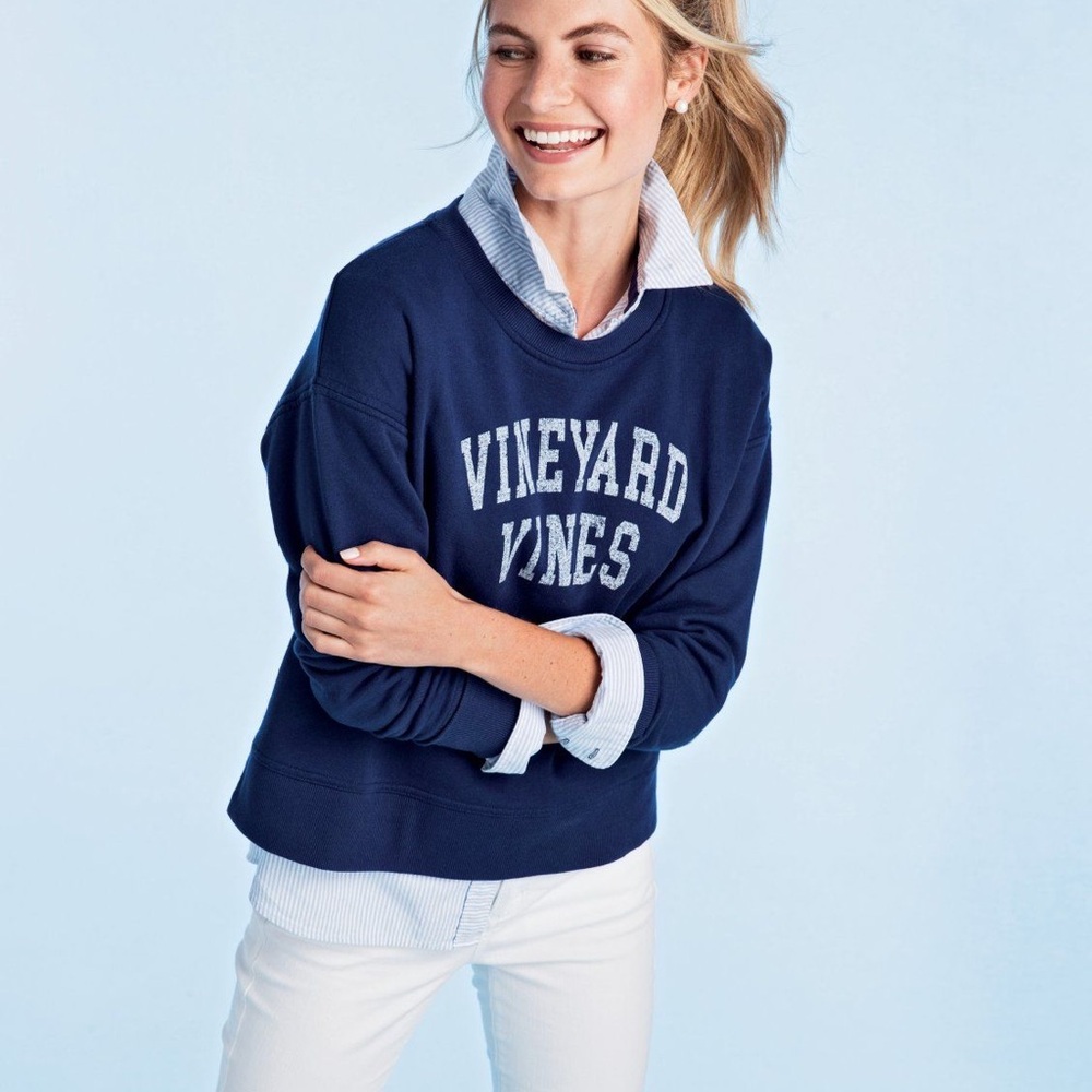 Vineyard Vines Blue Terry Crewneck Size Small